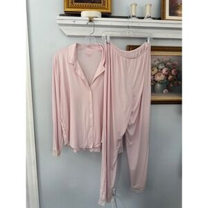 Victoria's Secret Pink Modal ‎ Lace Pajama Set Long Sleeve Pants L